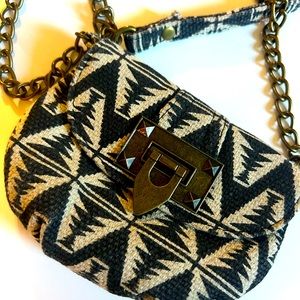 Stylish Black and Cream Patterned Women's Bag